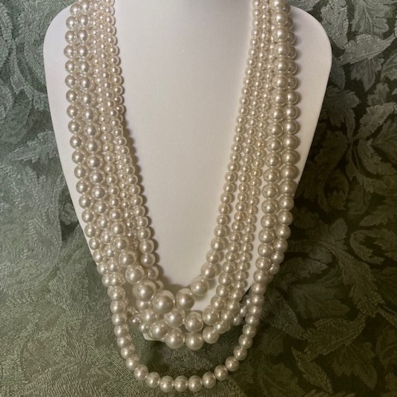 Sarah Coventry Five Strand Contessa 3 in 1 Faux Pearl Necklace - Picture 2 of 12
